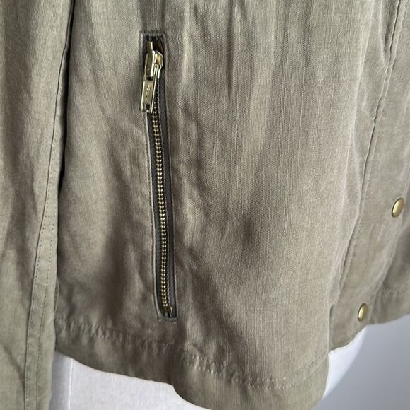 Club Mónaco Women's Green Bomber Moto Lightweight Zip Front Jacket Size M - Picture 9 of 14